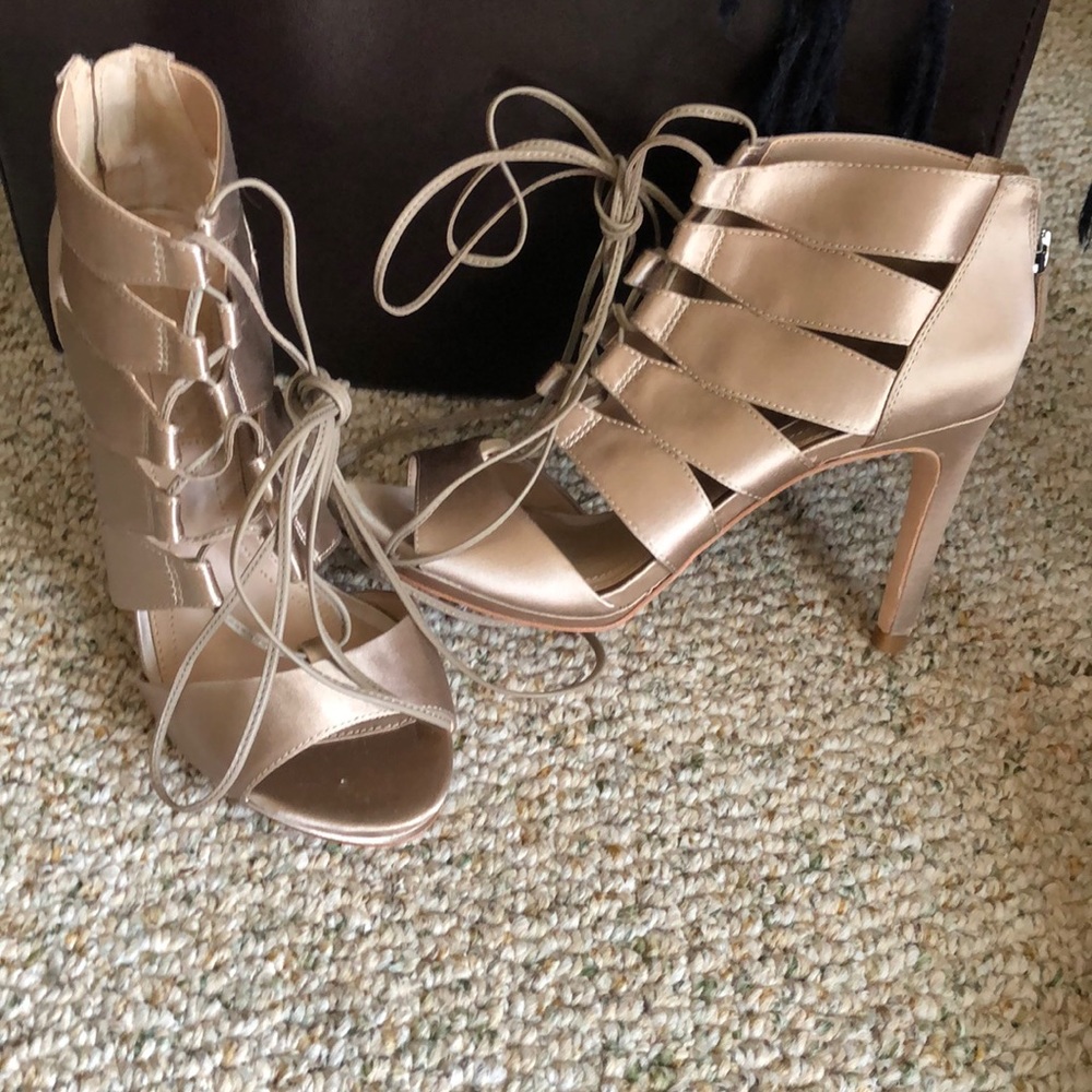 Satin sexy tie up dress shoe